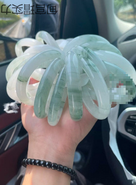 金丝玉天山翠昆仑翠玉中宽手镯白糯金丝玉镯戈壁玉翡翠色圆条镯子