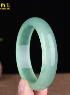 翡翠色浅绿色玉石手镯女款新翠玉镯石英岩玉镯子会销礼品