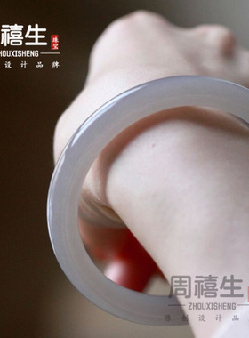 外蒙料仿青海料和田玉烟紫圆条手镯烟灰色玉镯美人条冰种紫罗兰料