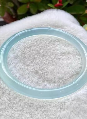 清冷感满分的水蓝色高冰冰蓝色天青冻玉髓手镯女细圆条卡6mm