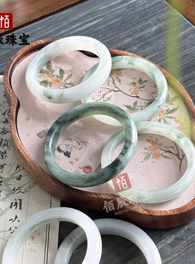 金丝玉手镯新疆天山翠玉昆仑玉石天然颜色戈壁翡翠色飘花玉石手镯