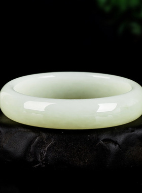 新疆和田玉手镯昆仑羊脂玉白玉玉镯子男款女款真玉带证书饰品送礼