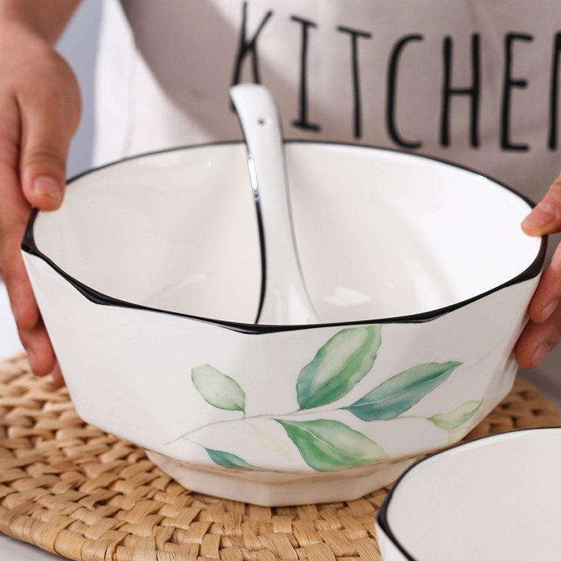 清新风8英寸汤碗家用2025新款 大号汤面碗高级感陶瓷汤盆个人专用,淘宝优惠券,粉丝福利购,淘宝优惠卷