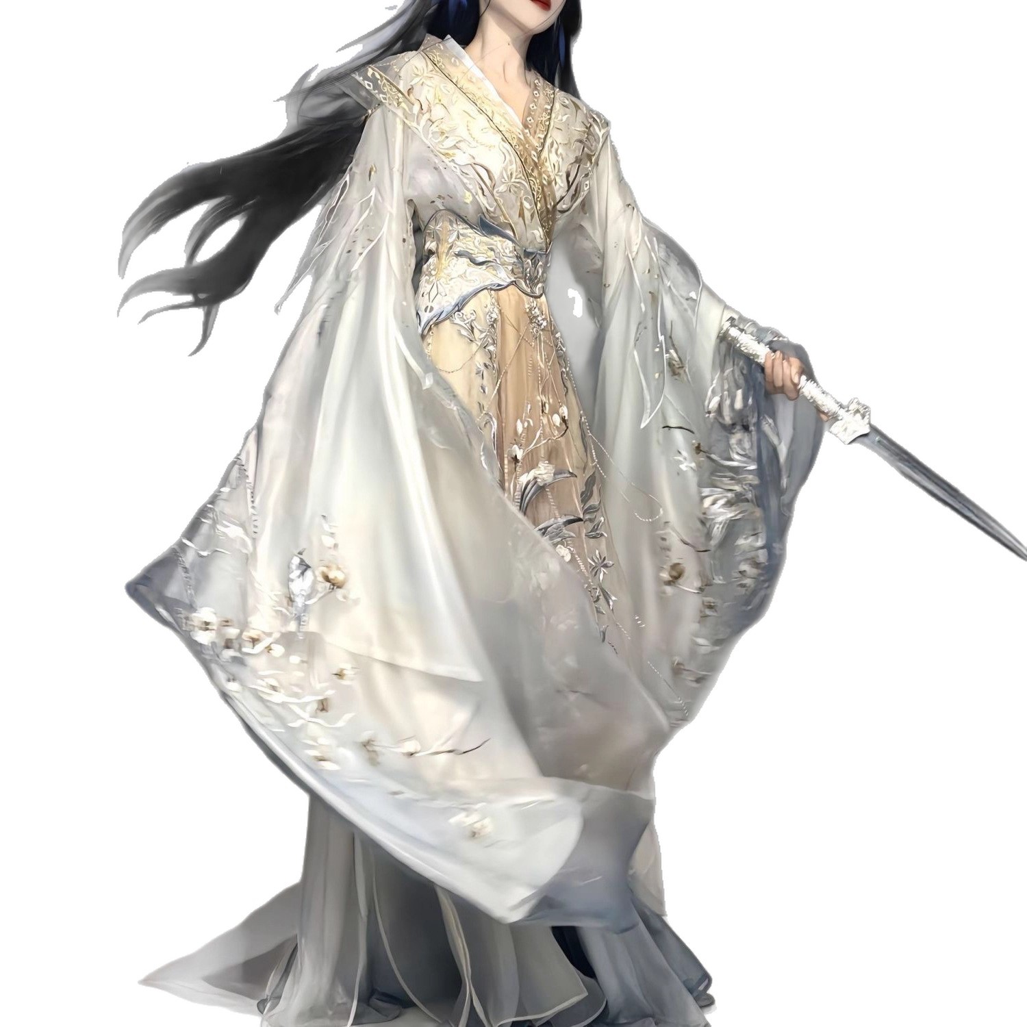 原创汉服霁月瑶光改良魏晋风刺绣重工仙春夏汉服女超仙侠女风 - 图3