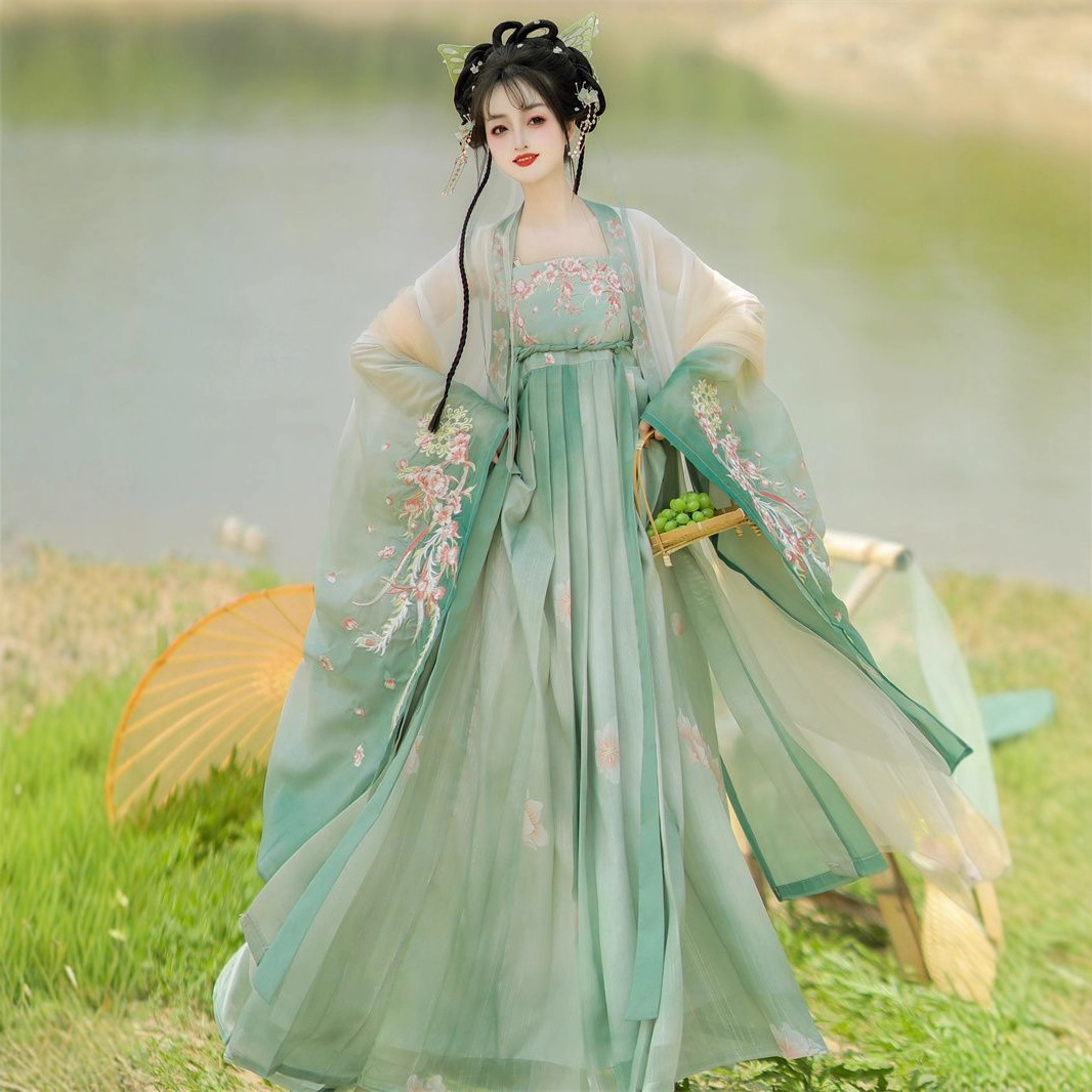 原创汉服女2025新款唐制诃子裙大袖刺绣古装齐胸超仙飘逸古风 - 图1