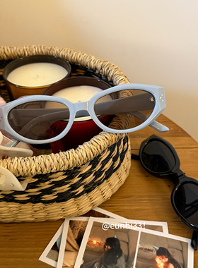 圆脸友好！珍妮~韩国博主同款！夏日蓝色小猫眼！时髦太阳眼镜