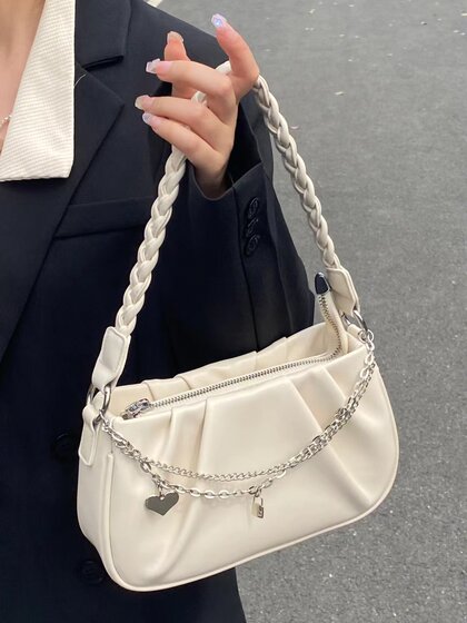 Pleated cloud square handbag armpit bag for women