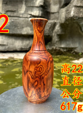 越南黄花梨木雕刻黄金袋随形花瓶摆件实木制工艺礼品开业送礼物