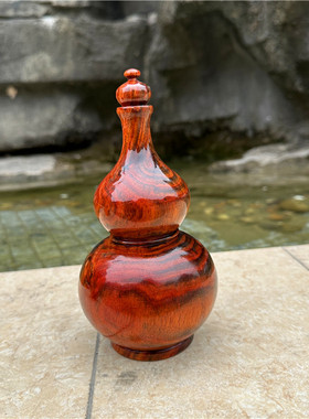 老挝大红酸枝葫芦摆件红木葫芦工艺品福禄客厅办公室摆件