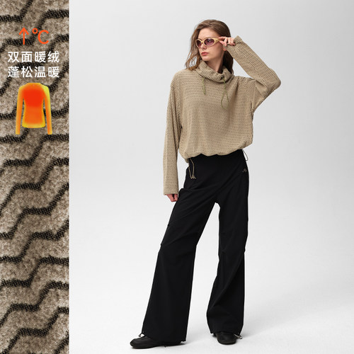 【限时折扣】抓绒轻暖升温运动卫衣秋冬女厚高领长袖JK074 - 图1