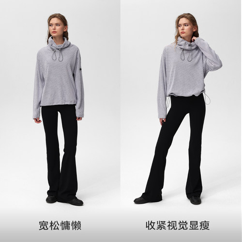 【限时折扣】抓绒轻暖升温运动卫衣秋冬女厚高领长袖JK074 - 图2
