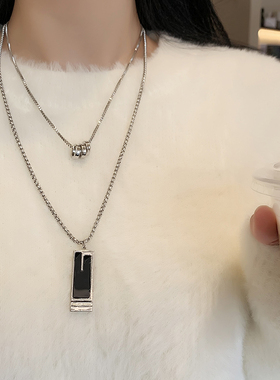 双层叠戴轻奢项链2024年新款春夏长款颈链女小众设计感高级感配饰