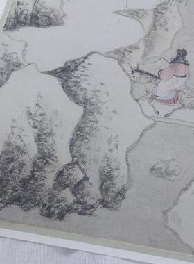 1:1明 孙枝 踏雪访友图 37.5x145cmc苏州博物馆藏山水画真迹复制