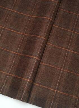 厚重精纺棕咖啡色方格子精纺面料 360克西服西装裤子裙子马甲布料