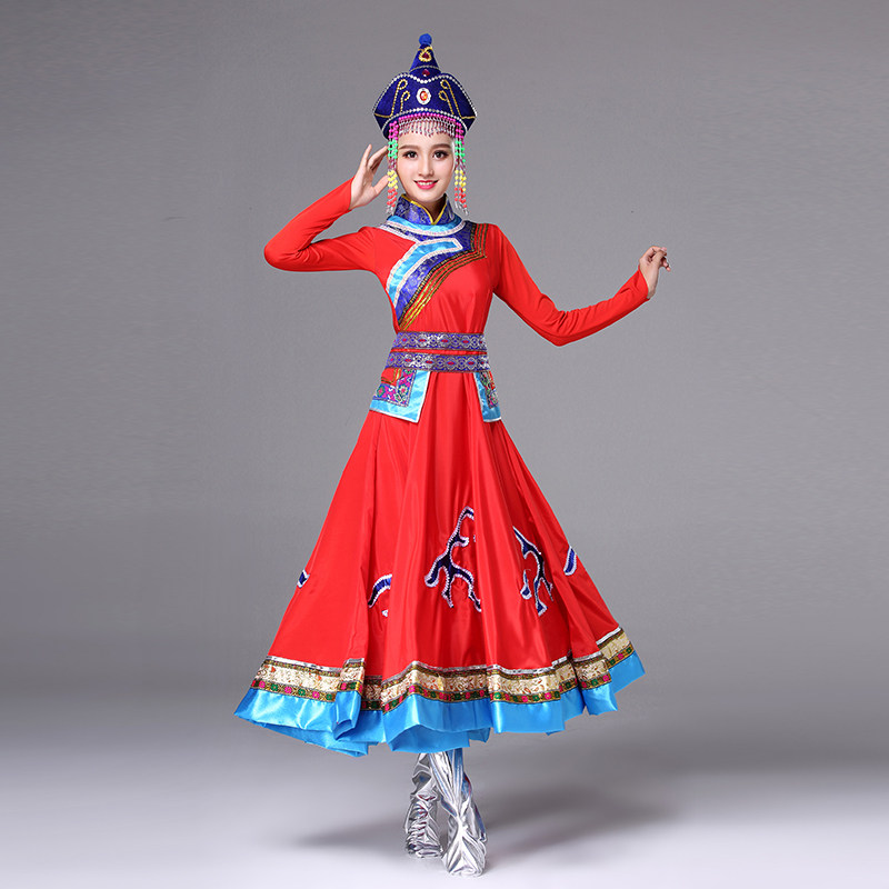 蒙古女舞蹈蒙族成人新款演出裙子 哈衣部落民族服装/舞台装