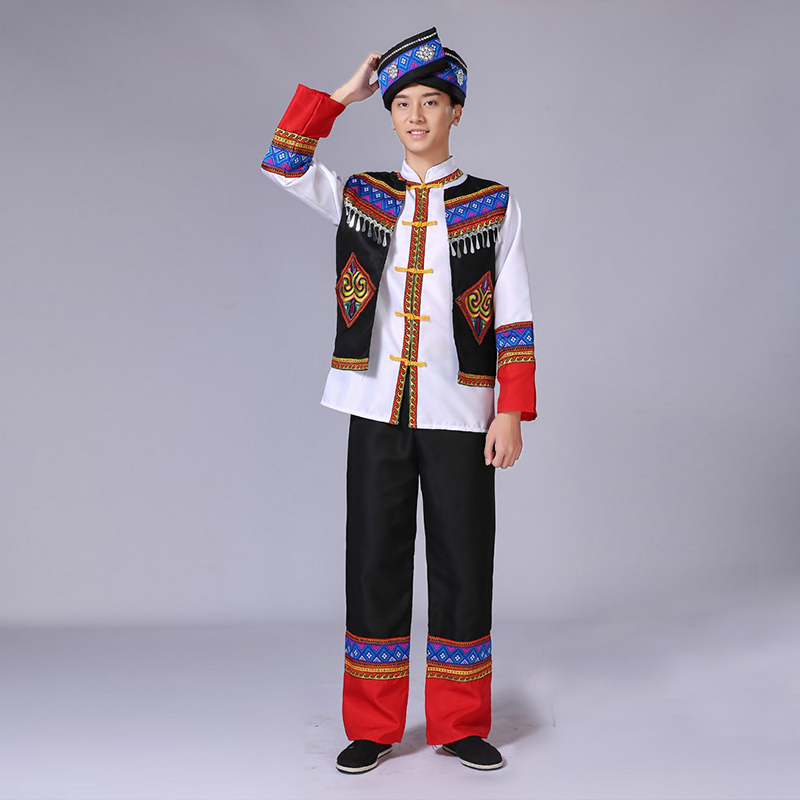 成人男士苗族舞蹈壮族瑶族白族舞台 哈衣部落民族服装