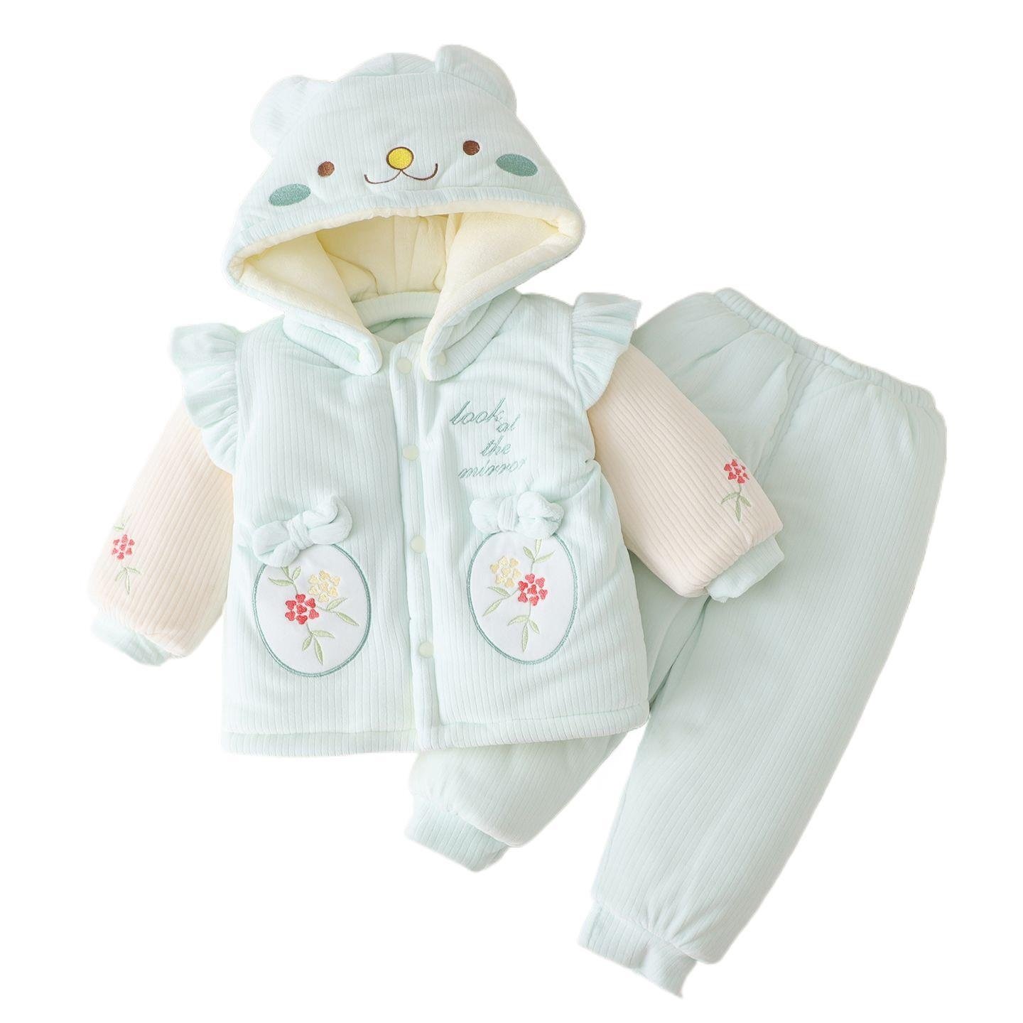 0-3岁女宝宝棉衣套装加厚300g冬装加绒加棉棉袄棉裤分体过冬棉服,淘宝优惠券,粉丝福利购,淘宝优惠卷