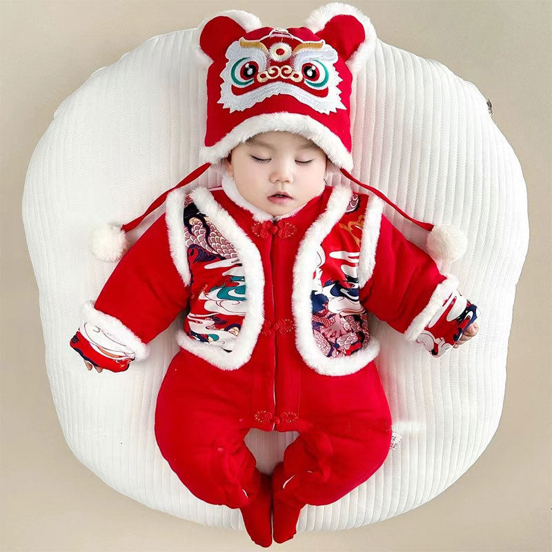 0-2岁喜庆婴儿拜年服300g夹棉加厚宝宝棉袄加绒新生儿满月周岁,淘宝优惠券,粉丝福利购,淘宝优惠卷