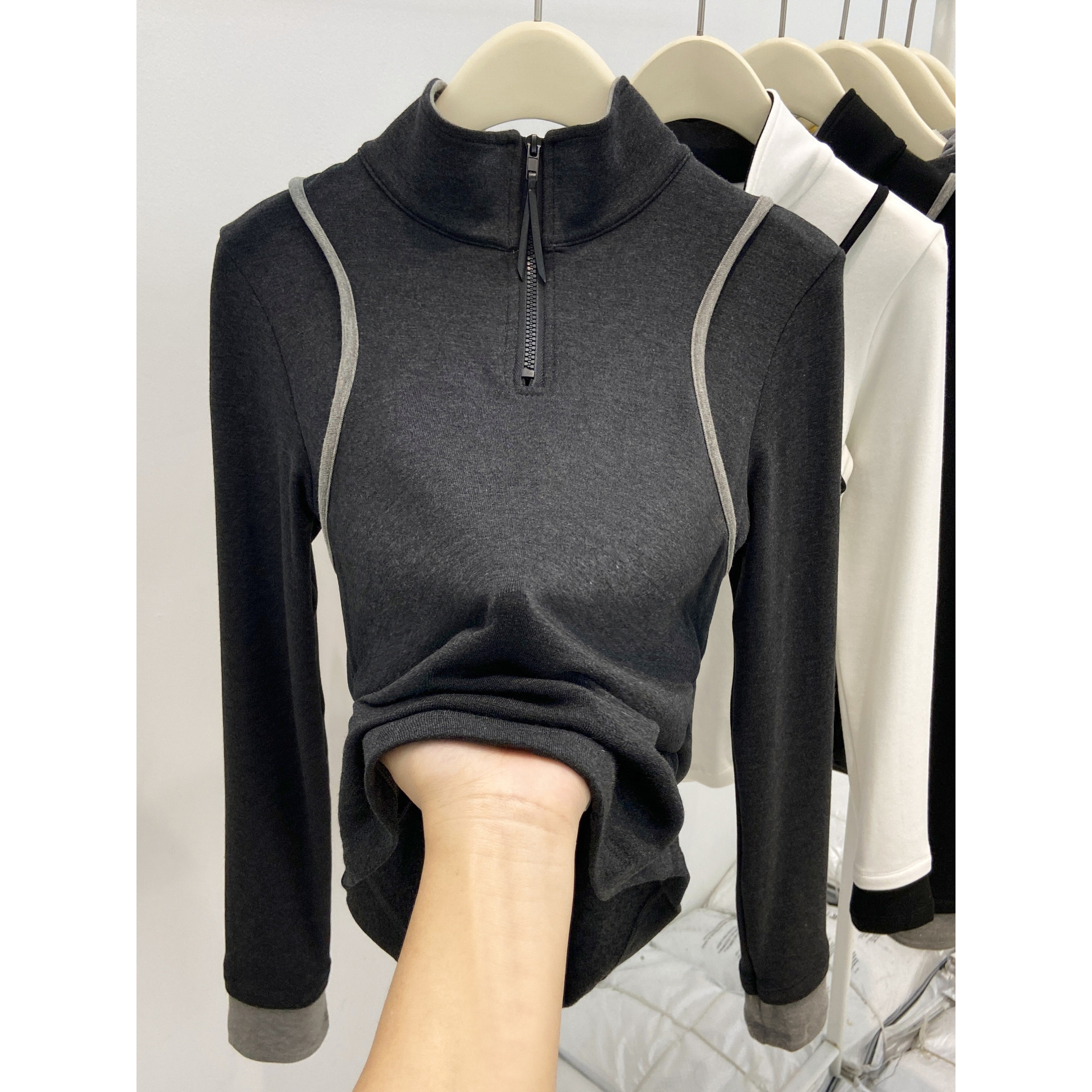 半高领磨毛薄绒辣妈外出哺乳上衣秋冬修身显瘦内搭产后喂奶打底衫,淘宝优惠券,粉丝福利购,淘宝优惠卷