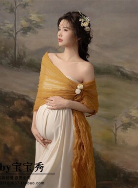新款孕妇照服装照相馆法式复古宫廷风抹胸裙孕妈咪大肚照衣服在家