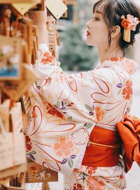 日式和风浴衣连衣裙神明少女现代改良版 和服旅拍少女装