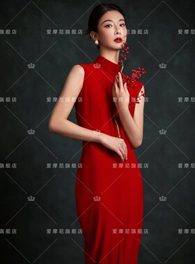 2026新款影楼东方美学红色氛围感情绪肖像新中式国风艺术写真服装