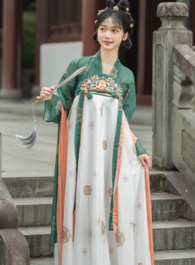 原创汉服女夏季新款唐制汉服超仙齐胸襦裙踏春日常汉服飘逸仙女裙