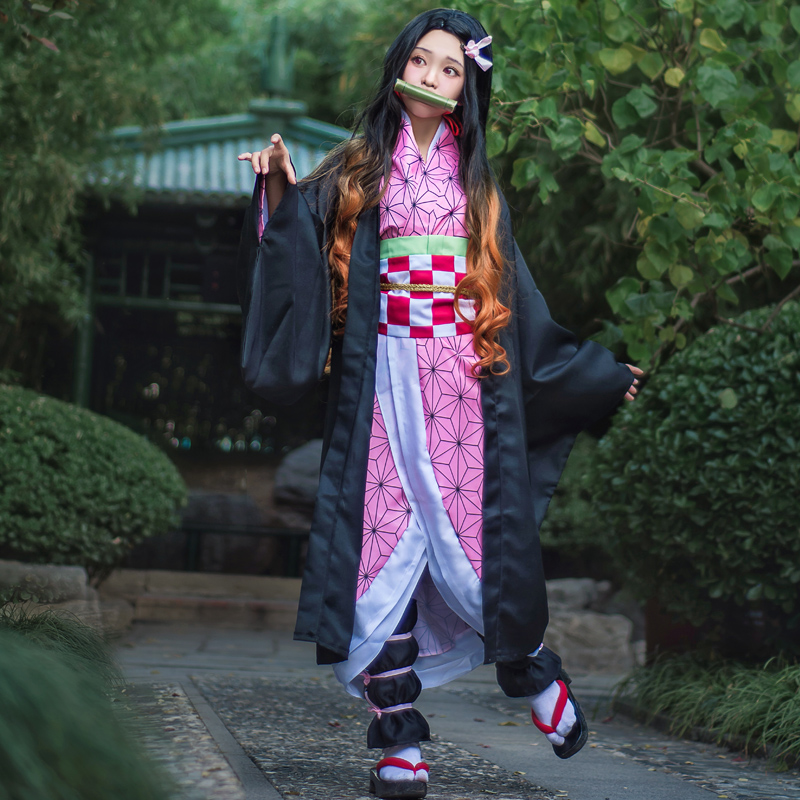 鬼灭之刃cos服祢豆子儿童祢豆子cosplay服装竹筒弥豆子cos服cos女 - 图0