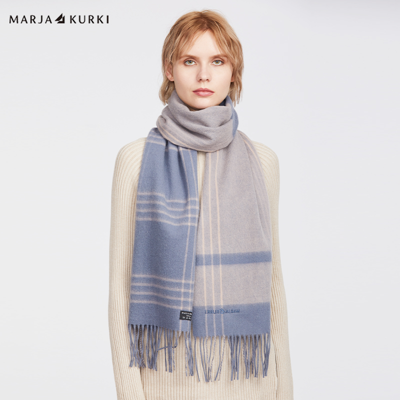 MARJAKURKI玛丽亚古琦红色围巾羊毛羊绒围巾女生冬季高级感礼盒装