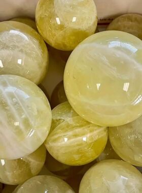 拾一饰品天然水晶原石 黄水晶球 柠檬黄水晶球七星阵黄水晶球家居