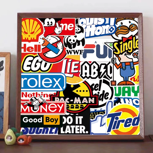 Мультяшный чемодан, ноутбук, кофейная водонепроницаемая наклейка со стаканом, наклейки, в американском стиле, с печатью вашего логотипа