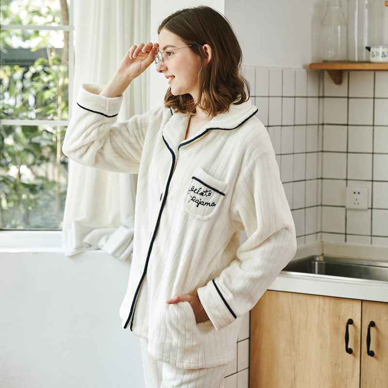 冬季情侣珊瑚绒长袖套装秋冬款睡衣 andcake睡衣/家居服套装