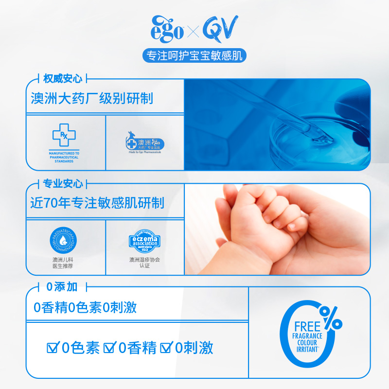 Ego QV小老虎轻薄倍润霜婴儿保湿补水面霜滋润桃子虎身体乳套装