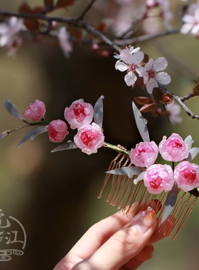 龙沙宝石热缩发梳步摇簪子