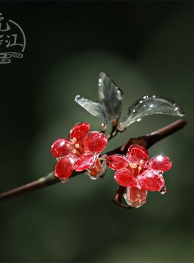 凌霄花 热缩花簪竹子发簪古风汉服发饰头饰步摇手工簪子国风中式