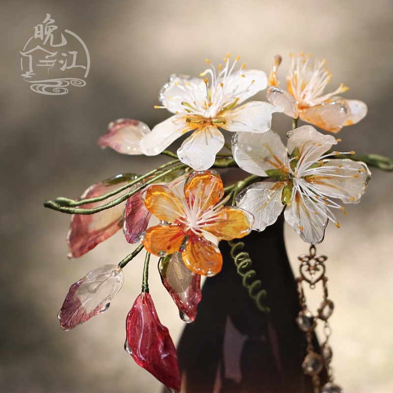 雾里热缩花簪古风头饰盘发发簪步摇流苏发钗簪子钗子汉服发饰女 晚江亭国风配饰原创设计 淘优券