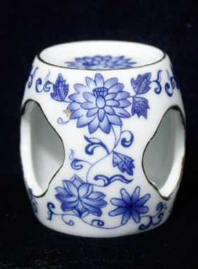 景德镇厂货陶瓷器青花斗彩缠枝莲镂空鼓凳盖置盖碗杯盖瓷库存收藏