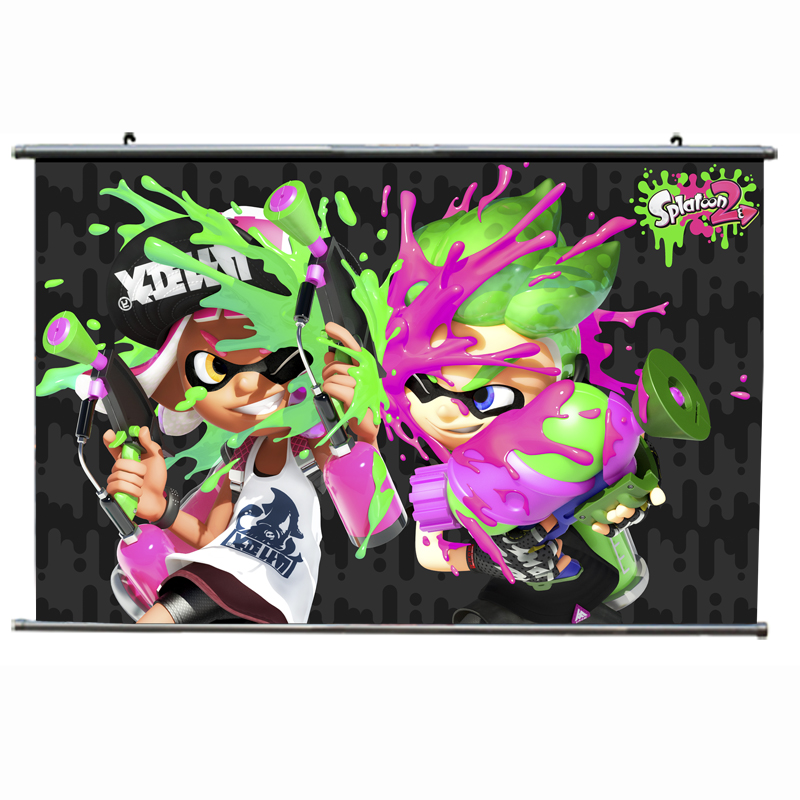 喷射战士2周边海报布制挂画Splatoon2斯普拉遁游戏铝合金画轴装饰 - 图3