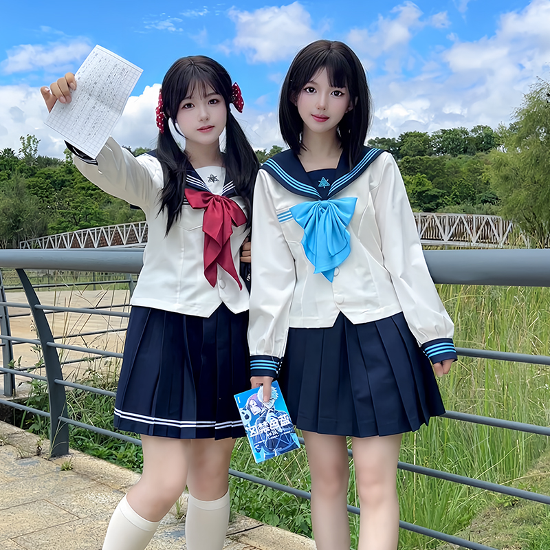 花见森品京女子原创正版公主线收腰修身水手服夏季校供jk制服套装 - 图2