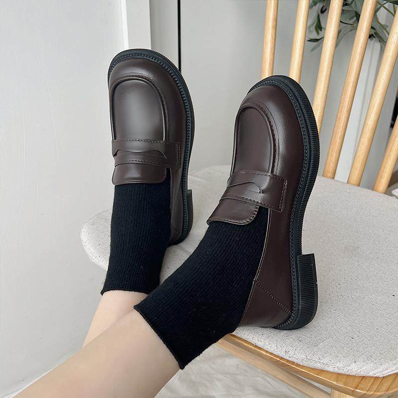 小皮鞋女英伦风2025春季新款黑色一脚蹬乐福鞋平底日系jk时尚潮鞋,淘宝优惠券,粉丝福利购,淘宝优惠卷