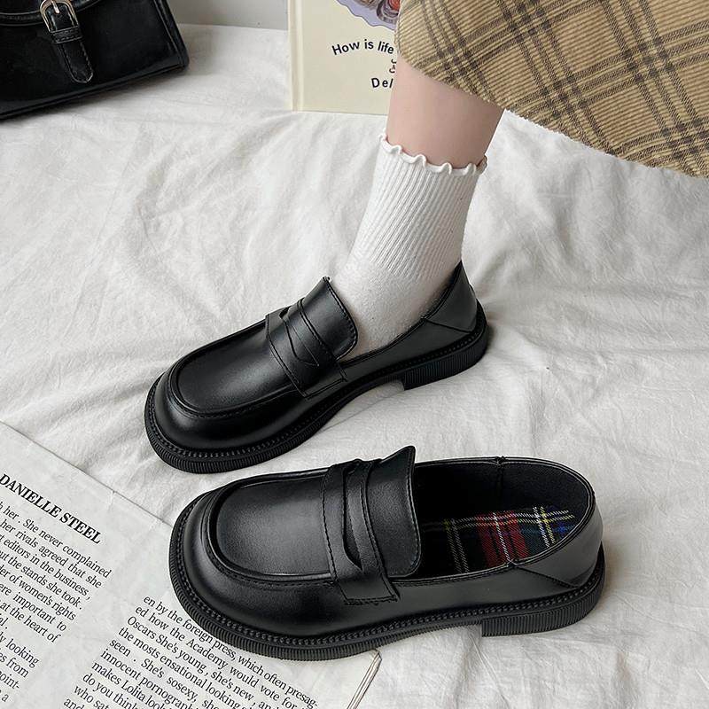 小皮鞋女英伦风2025春季新款黑色一脚蹬乐福鞋平底日系jk时尚潮鞋,淘宝优惠券,粉丝福利购,淘宝优惠卷