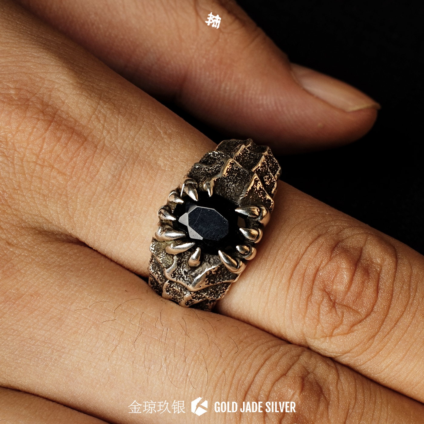 Bloody Mary crocodile ring blue topaz customized for men