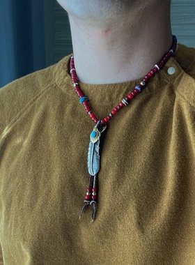 古高桥吾郎潮琉璃羽毛项链925银