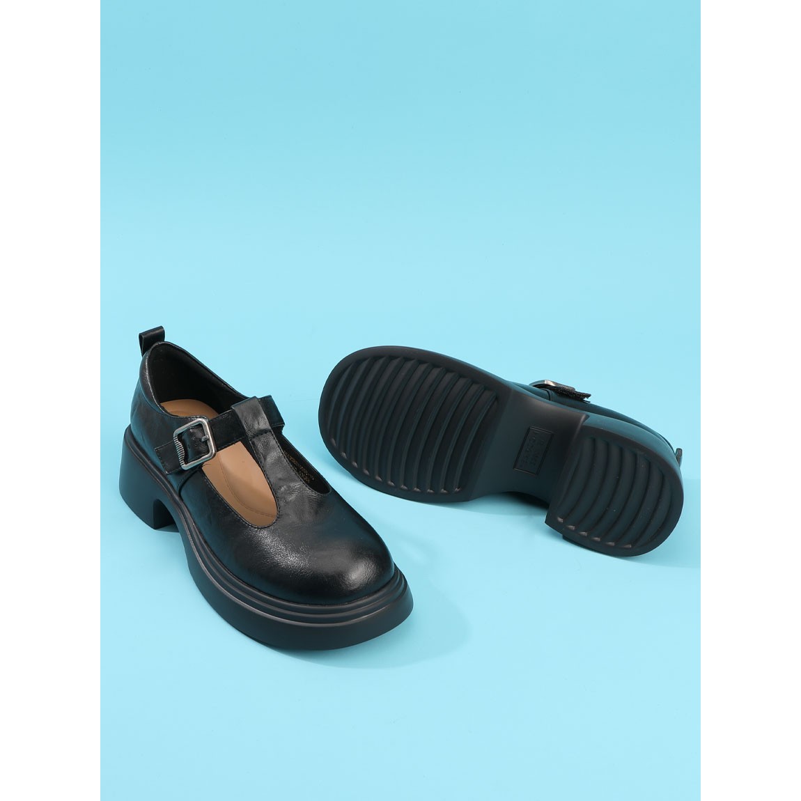 意尔康女鞋2025秋季新款真皮粗跟玛丽珍鞋显瘦小皮鞋5562GB31065Y - 图3