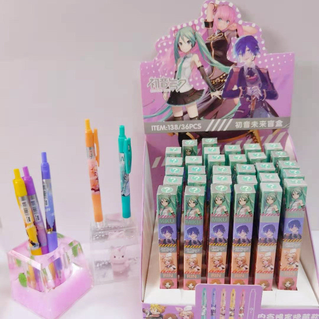 初音未来 初音未来中性笔动漫盲盒学生用ins高颜值卡通按动黑色水笔0 5包邮 图片价格品牌报价 原仓数据