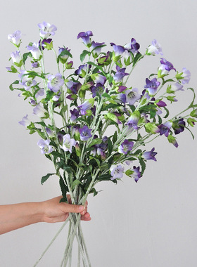 仿真植毛风铃花长支铃兰花家居装饰假花摆件婚庆布置风铃花