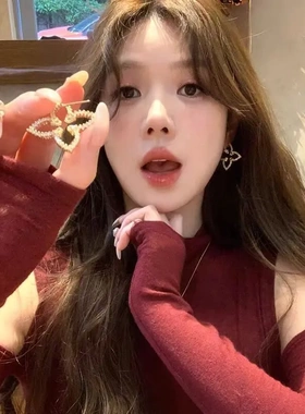 合金锆石耳饰老钱风四叶草耳环女2026新款爆款轻奢高级感小香风KD