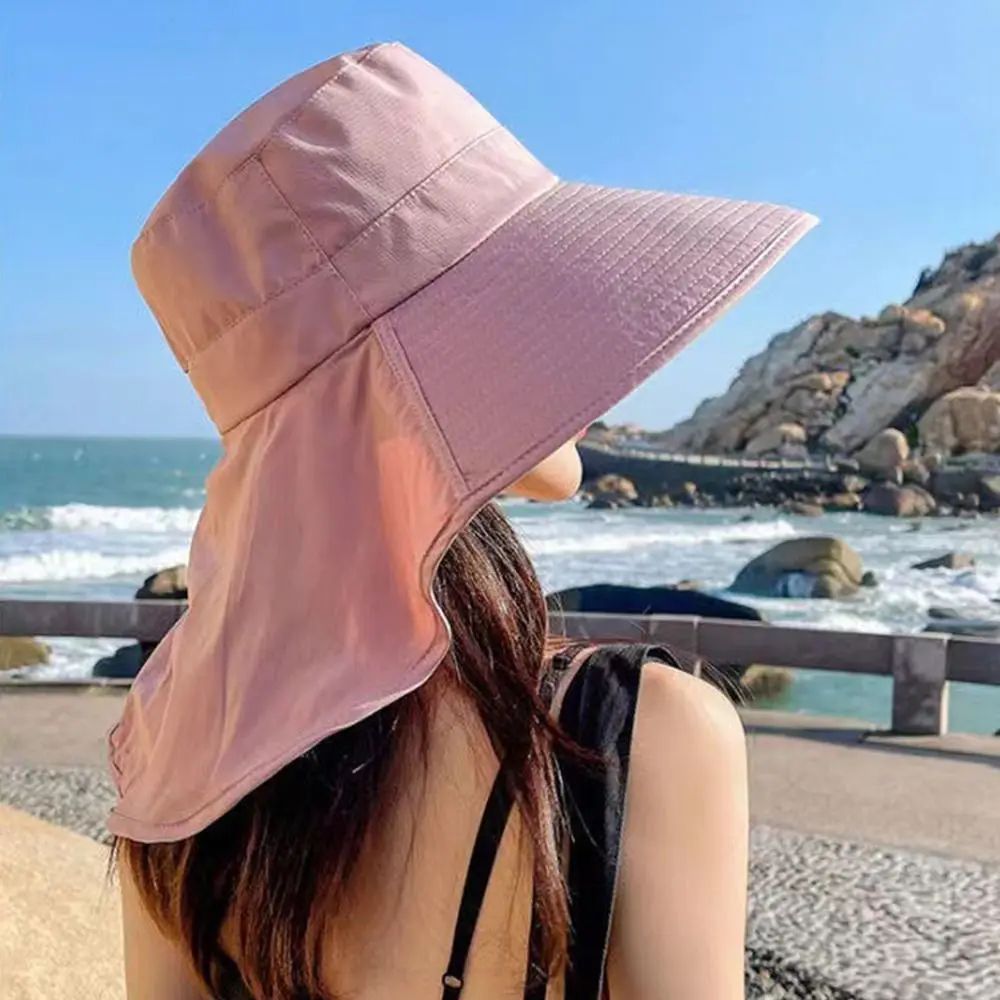 Womens Summer Flap Cover Cap Cotton UPF 50+ Sun Shade Hat Ou - 图2