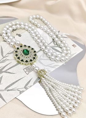 流苏珍珠毛衣链项链女2025年新款高级秋冬长款百搭轻奢小众设计感