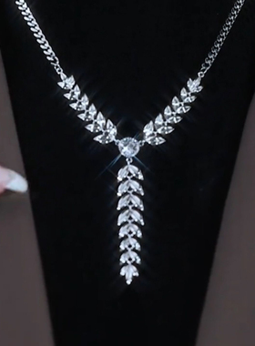 抖音同款麦穗叶子项链女小众设计高级感时尚网红秋冬新款毛衣链潮